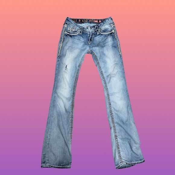Rock Revival LightWash Low Rise Donna Bootcut Jeans Size 26x30 - Picture 1 of 7
